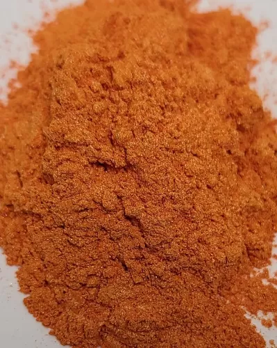 Tiger Orange Pearl Is a Multi Color series Mica Pigment which is sized at 10-60 UM. 
