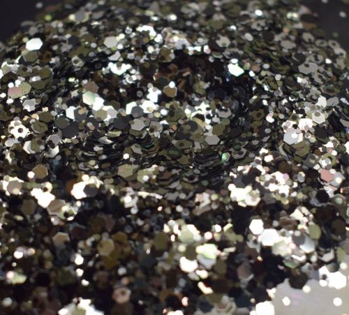 Silver Onyx Chunky Metal Flake Glitter